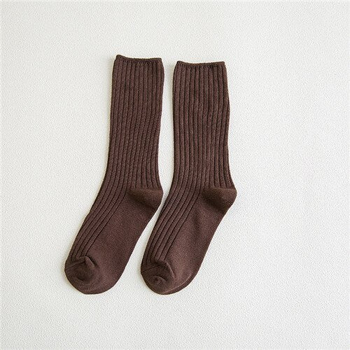 xiangtuibao CHAOZHU Japanese Classic Lolita Women Girls Loose Double Needle Combed Cotton Knitting Daily Rib Basic Socks 4 Seasons Fit Soft