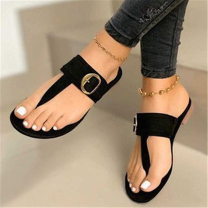 Women Summer Flip Flops Shoes Female Sandal  New Ladies Thong Metal Buckle Flat Bottom Casual Slippers Shoe zapatos mujer