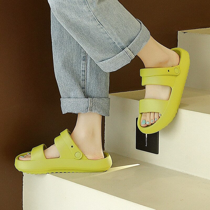 Women Summer New Thick Platform Slippers Beach Flip Flops Soft Sole Slide Sandals Leisure Ladies Indoor Bath Anti-slip Shoes