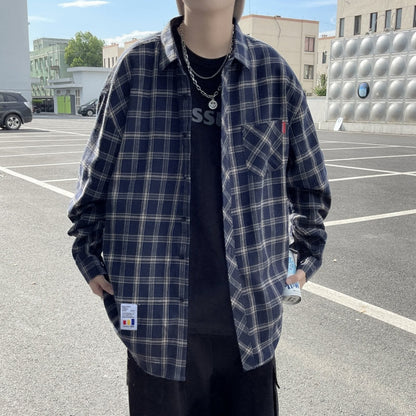 xiangtuibao Harajuku Plaid Shirt Men Hip Hop Flannel Checked Over Size Shirt High Quality Spring New Oversize Streetwear Green Retro Blouses