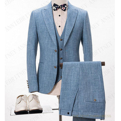 xiangtuibao Summer Beach Linen Male Suit For Wedding 3 Piece Casual Men Blazer Costume Homme Light Beige Terno Masculino Custom Made