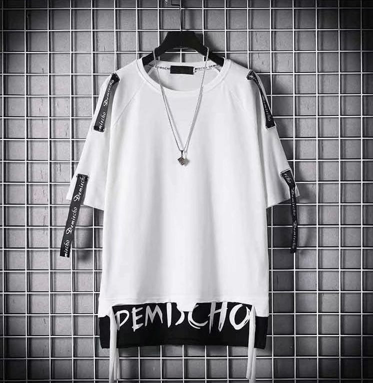 xiangtuibao New Men T-shirt Korean Hooded T-shirt Fashion Harajuku Short Sleeve Top Hip Hop T Shirts Mens Summer Print Men Clothing T5