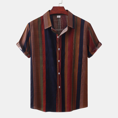 xiangtuibao  Men Clothing  Summer Men's Printed Short Sleeve Shirts Casual Vintage Lapel Buttons Camisas Para Hombre