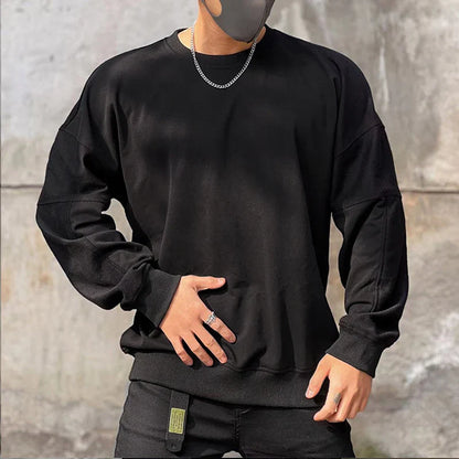 xiangtuibao  -  Trend Solid Men's Sweatshirts Fashion Spring Autumn Long Sleeve Round Neck Hoodie Pullover Streetwear Fashion Casual Loose Tops