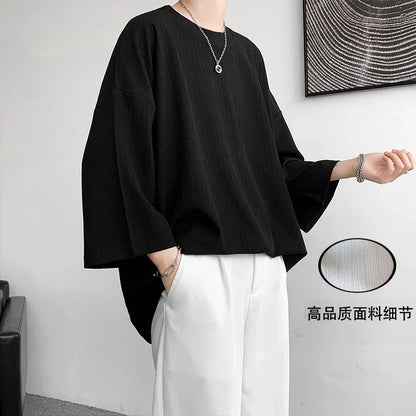 xiangtuibao High Quality Men Oversized Ice Silk T Shirts  Summer Mens Half Sleeve Fashions Harajuku T-Shirt Male Solid Simple Daily Tees