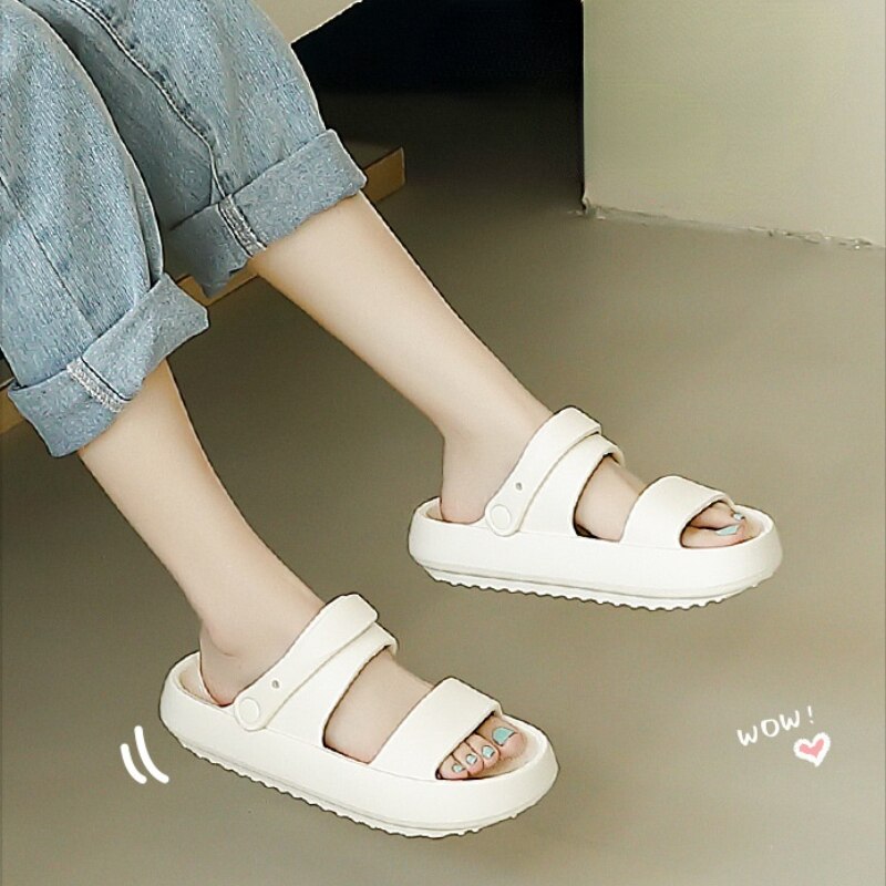 Women Summer New Thick Platform Slippers Beach Flip Flops Soft Sole Slide Sandals Leisure Ladies Indoor Bath Anti-slip Shoes