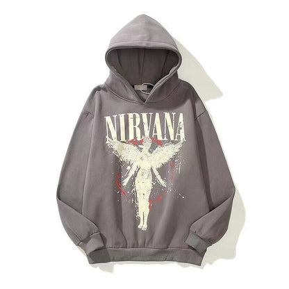 xiangtuibao y2k American style angel print hooded sweater loose high street punk sweater American retro fashion hip hop couple new jacket