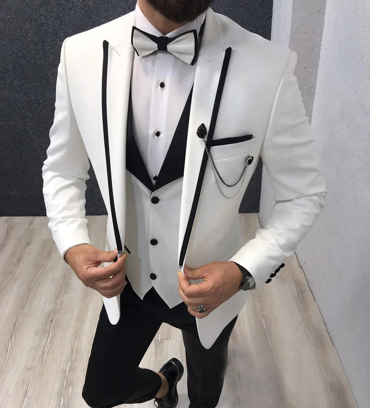 xiangtuibao Dark Grey Men Suit Slim Fit Smart Casual Business Formal Party Prom Blazer Jacket 3 Pieces Summer Wedding Groom Tuxedos 20