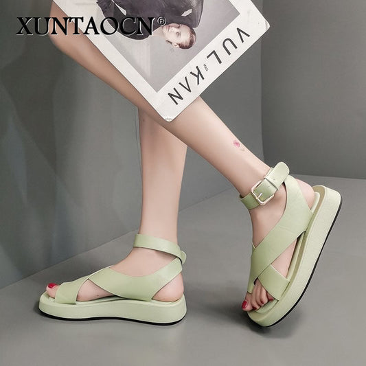 xiangtuibao INS HOT Women's Sandals  Summer Solid Color Comfortable Female Beach Shoes Chunky Sandals For Woman Non-Slip Shoe