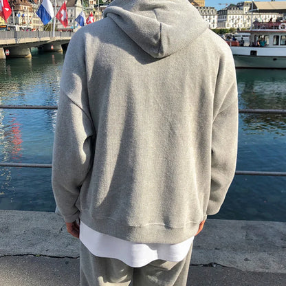 xiangtuibao Korean Menswear Fashion Grey Loose Hooded Sweatshirt Casual Pants Set Spring New Tops And Pants Are Sold Separately