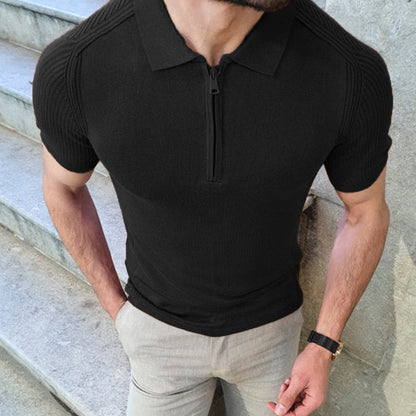 xiangtuibao Summer New Knitwear Men's T Shirts Slim Lapel Short-sleeved Polo Shirt Solid Color Casual Male Tops