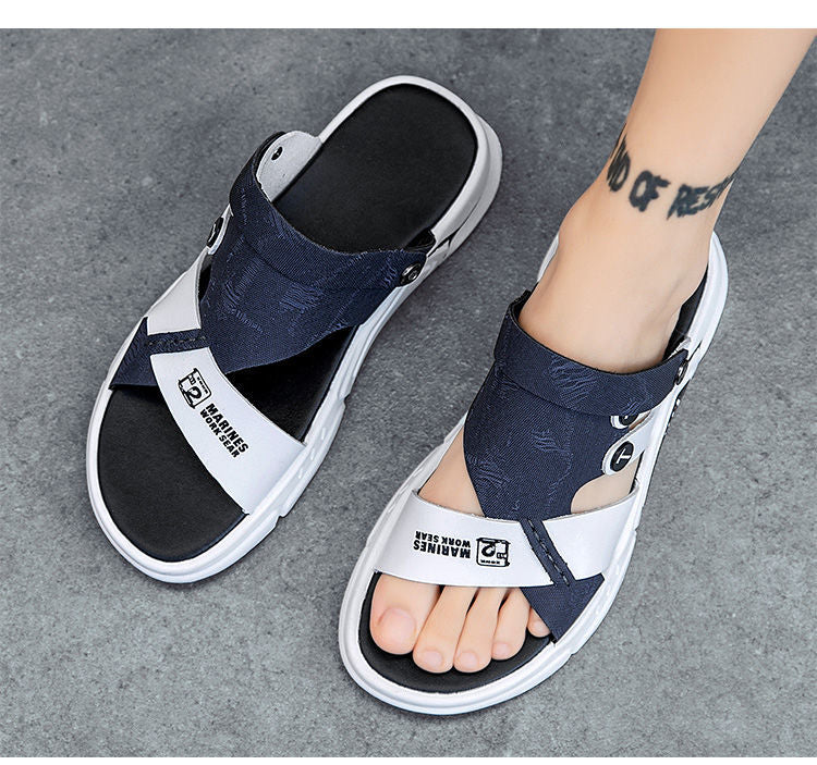 xiangtuibao Men Sandals leather  new Summer fashion Beach Sandals luxury brand designer Casual Driving shoes Outside Slippers