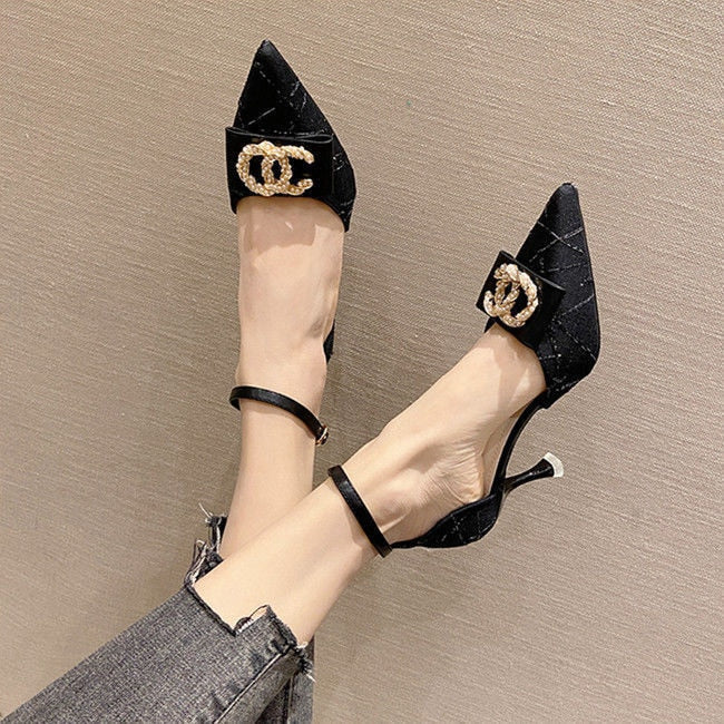 xiangtuibao   spring summer new pointed high heels For women's thin High heels sandals women's hollow one-line Wonmen Pumps shoes