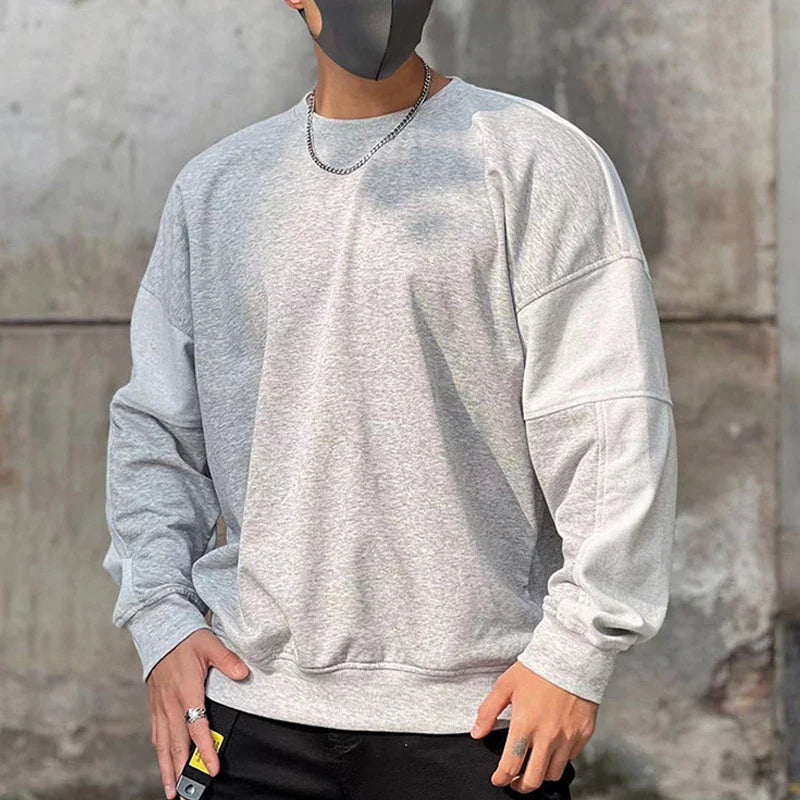 xiangtuibao  -  Trend Solid Men's Sweatshirts Fashion Spring Autumn Long Sleeve Round Neck Hoodie Pullover Streetwear Fashion Casual Loose Tops