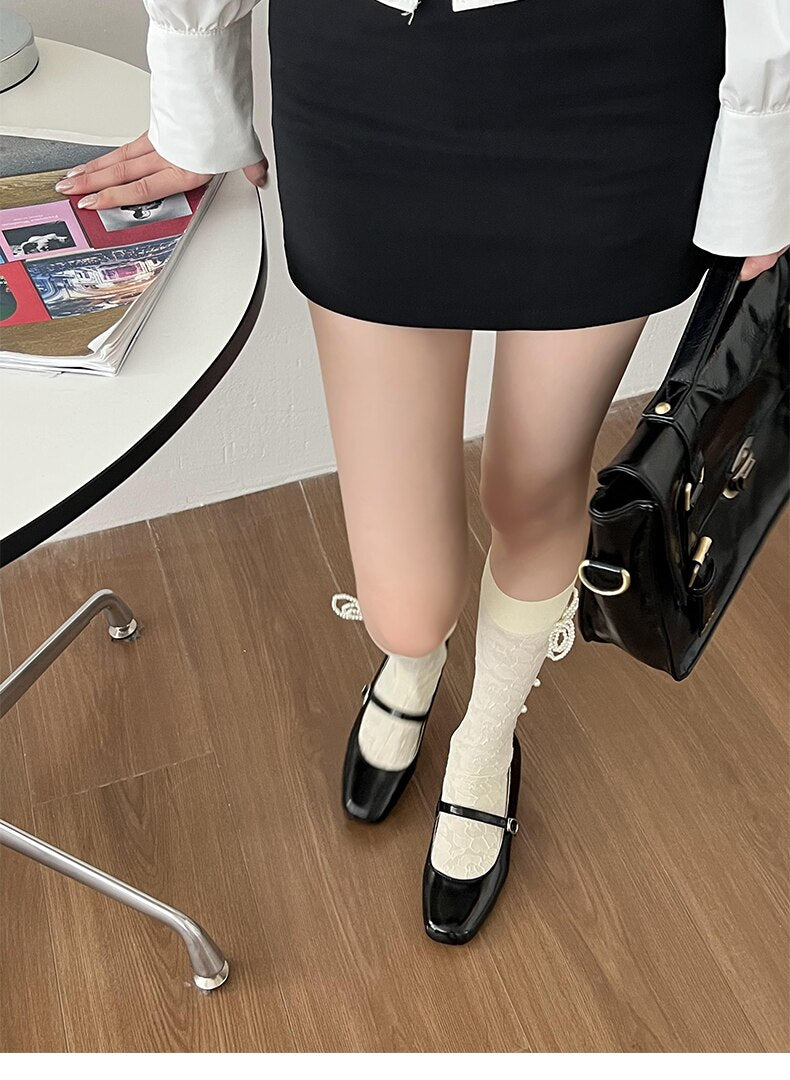 xiangtuibao Mary Jane Pumps Woman INS High Heels Shoes Leather Casual Shoes For Women Square Heeled Shoes Ladies Elegant Lolita Shoes
