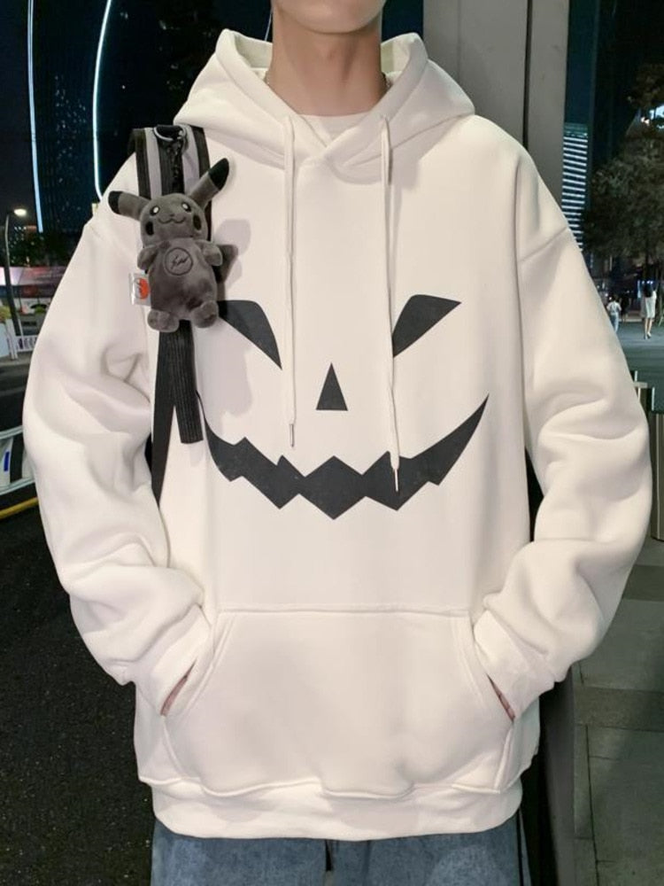 xiangtuibao Halloween Hooded Sweatshirt Pumpkin Face Men's Hoodie Spring Autumn Outerwear Man Pullover Streetwear Men Demon Slayer