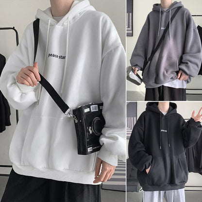 xiangtuibao Male Hoodie Coldproof Men Sweatshirt Pocket Male Hooded Fleece Lined Pullover Sweatshirt Daily Clothing