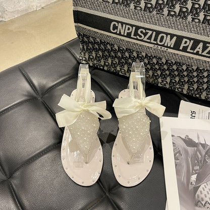 Beach Sandal Woman Luxury Female Shoe Clear Heels Soft Flip Flops Platform  Summer Girls Flat Beige Lace Up Corrective