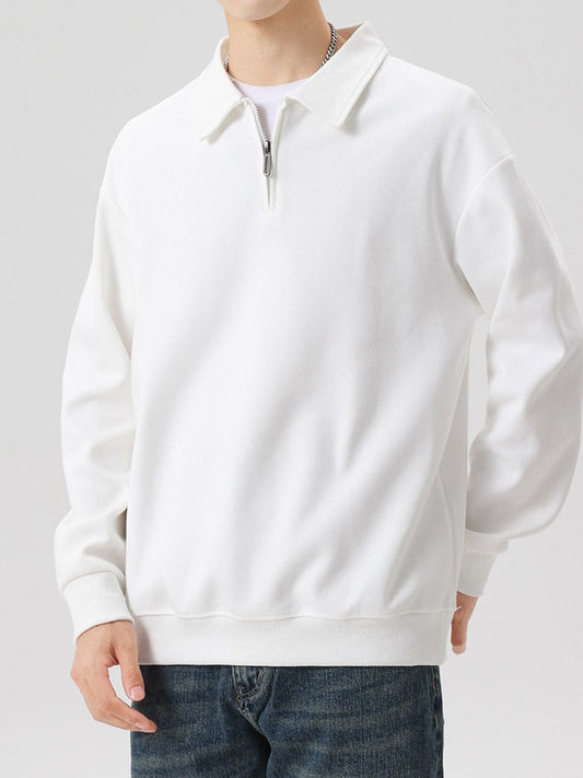 xiangtuibao New Half-Zip Sweatshirts Men Korean Fashion Shirts Collar Long Sleeve Cotton Basic Pullovers Hoodie Tops Large Size 8XL
