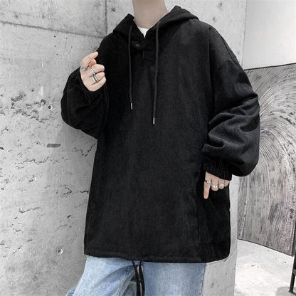 xiangtuibao Corduroy Hoodies Men Fashion Retro Pocket Hooded Sweatshirt Men Streetwear Hip-hop Loose Pullover Hoodie Mens Hoody M-2XL