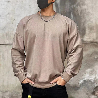 xiangtuibao  -  Trend Solid Men's Sweatshirts Fashion Spring Autumn Long Sleeve Round Neck Hoodie Pullover Streetwear Fashion Casual Loose Tops