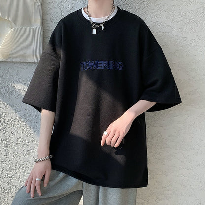 xiangtuibao Men's Oversized Tshirts Letter Print Tee Shirt Korean Style Women Man Unisex Short Sleeve Tops Large Size Male Tees 5XL