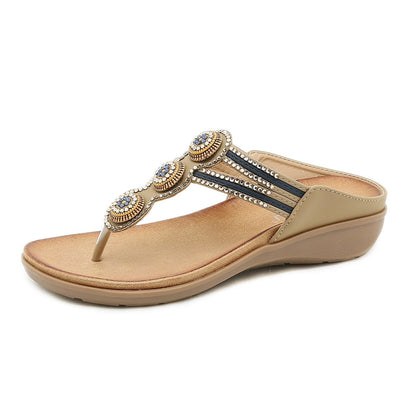 Summer Shoes Women Slippers Flip Flops Fashion Ladies Summer Holiday Shoes Flat Soft Bohemian Style Plus Size 42 A3742