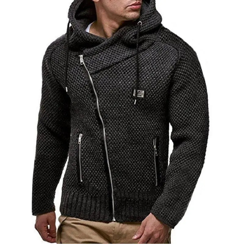 xiangtuibao Large Size Zipper Pocket Oblique Zipper Slim-fit Jacket Men's Long-sleeved Black Padded Cardigan Zip Up Hoodie Sweatshirts