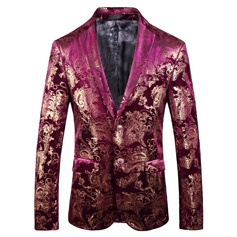 xiangtuibao Fashion Gold Blazer New Bronzing Mens Slim Fit Suit Jacket Men Wedding Nightclub Stage Party Dress Plus Size S-5XL