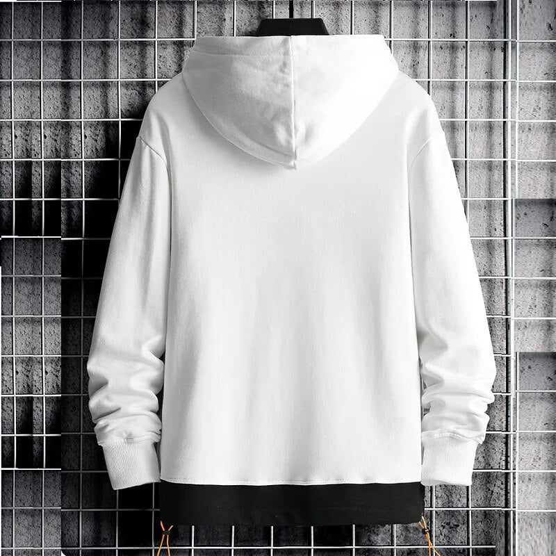 xiangtuibao Mens Fashion Colorblock Hoodie Spring Autumn Teenager Cotton Half Turtleneck Long Sleeve Versatile Sweatshirt Streetwear Men