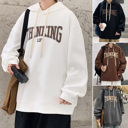 xiangtuibao Spring Autumn American Trend Hoodies Men Letter Print Fleece Oversized Hoodie Male Fashion Hip Hop Unisex Essentials Pullover