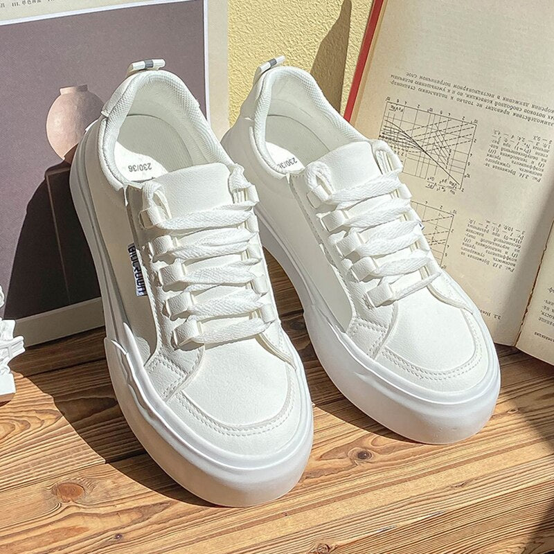 xiangtuibao Casual White Sneaker Platform Sport Shoes for Women Fashion  Tennis Female Flat Chunky Shoes Girls Comfortable Sneakers New