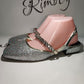 Rimocy Shining Sequins Square Heels Sandals Women Fashion Crystal Strap Party Shoes Woman Sqaure Toe Bling Low Heeled Pumps