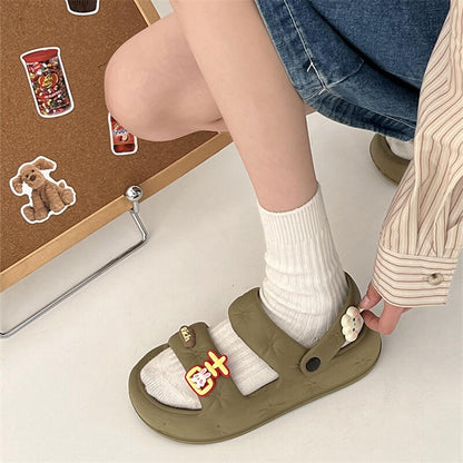 xiangtuibao  Green Women's Sandals Summer Platform Shoes Beach Casual Back Strap Female Sandals Thick Sole Flats Shoes Women Sandals NEW