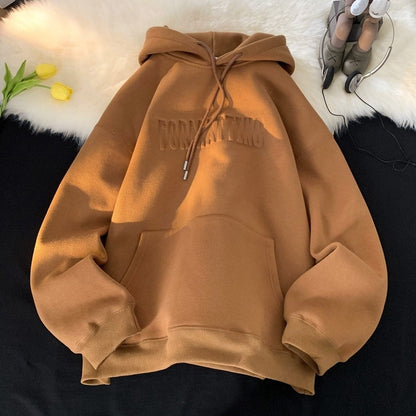 xiangtuibao Winter Letter Women Thicken Hoodies Fashion Unisex Korean Clothing Designer Brand Female Casual Hooded Sweatshirts