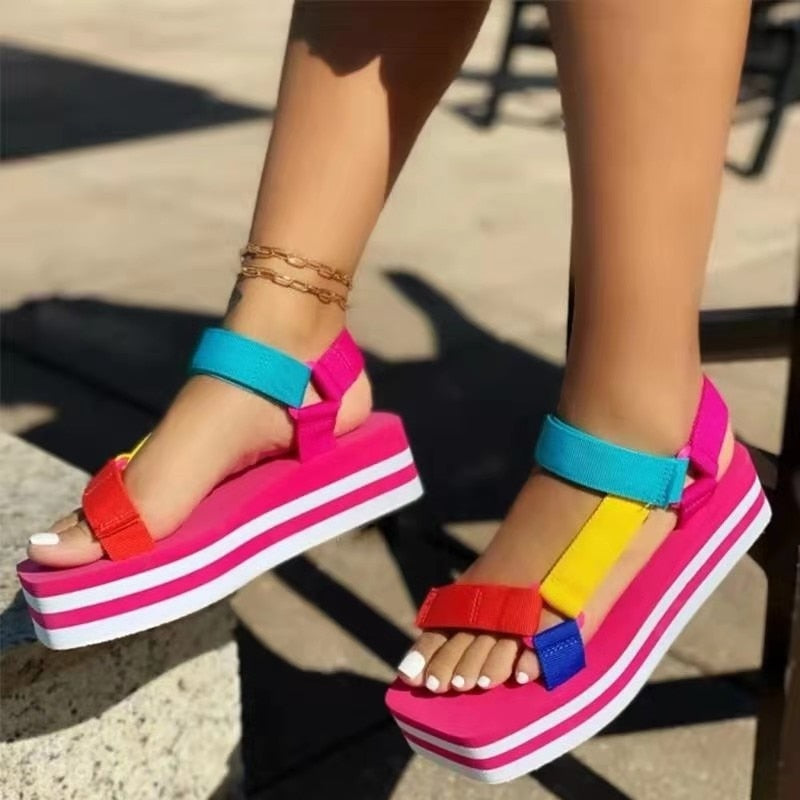 Women Sport Shoes Platform Sandals Rome Shoes  New Summer Casual Ladies Shoes Beach Slippers Flats Gladiator Slides Zapatos