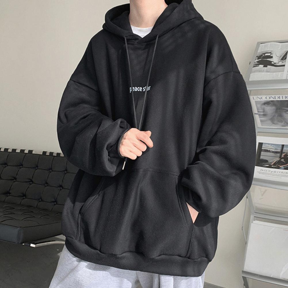 xiangtuibao Male Hoodie Coldproof Men Sweatshirt Pocket Male Hooded Fleece Lined Pullover Sweatshirt Daily Clothing