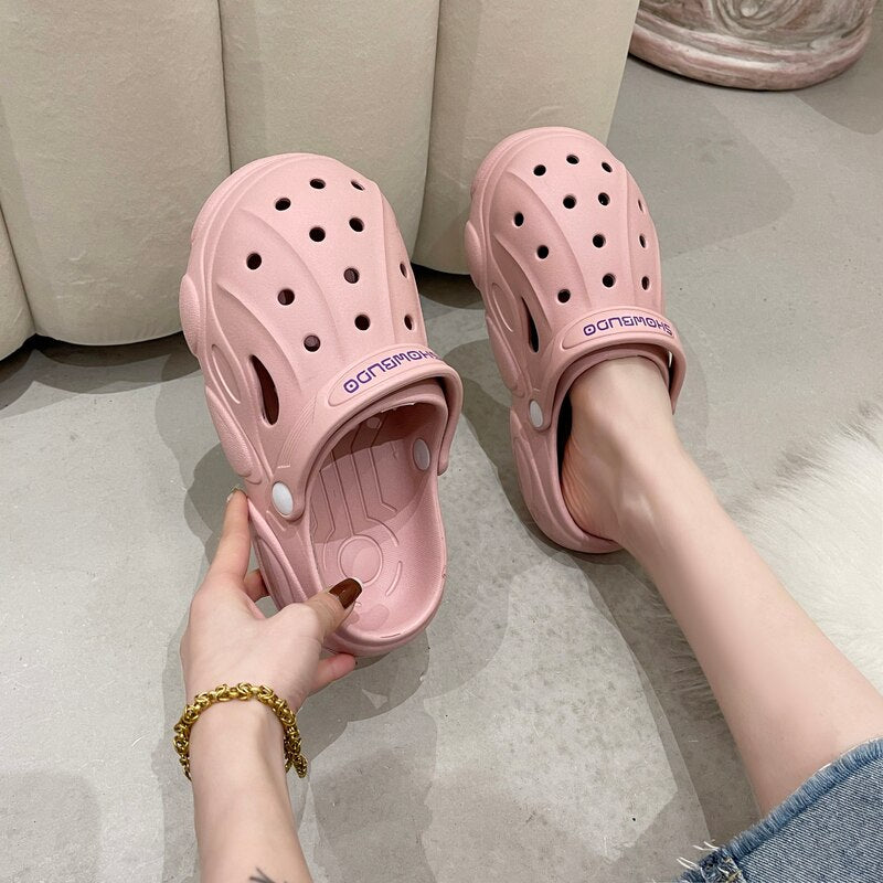 Slippers Casual Women's Shoes With Platform Shale Female Beach Pantofle Cover Toe Low Slides Luxury Sabot  Flat Rome PU Fash