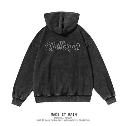 xiangtuibao Dark Style Personality Washed Hooded Sweater High Street All-match Letter Embroidery Men's and Women's Clothing Pullovers