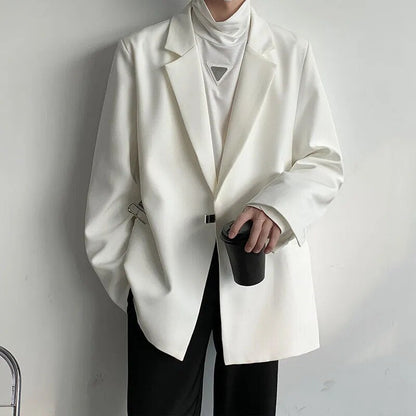 xiangtuibao Autumn Black White Blazer Men Fashion Society Mens Dress Jacket Korean Loose Casual Suit Jacket Men Office Formal Blazer M-XL