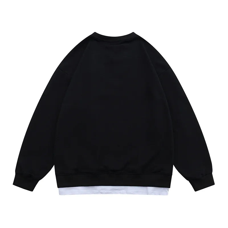 xiangtuibao Patchwork Sweatshirts Men Hip Hop Streetwear Casual Sweatshirt Pullover Male Tops Long Sleeve Black Oversize Japanese