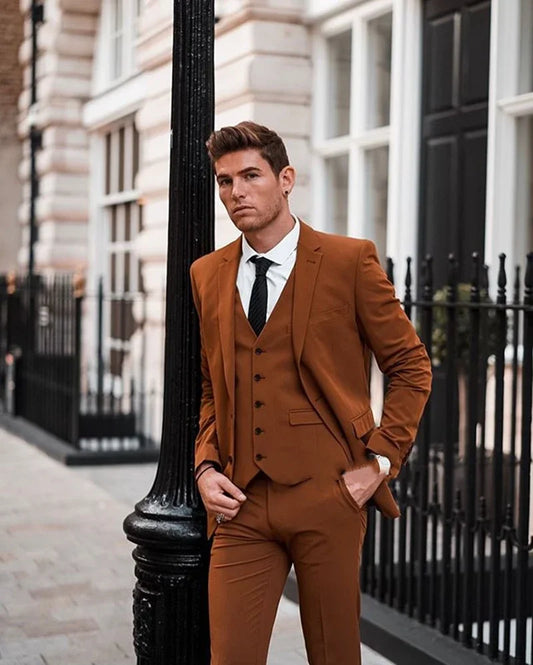 xiangtuibao New Brown Suits Full Set For Men Slim Fit High Quality Wedding Tuxedos Blazer  Business Casual Party Suit Coat Custom Made