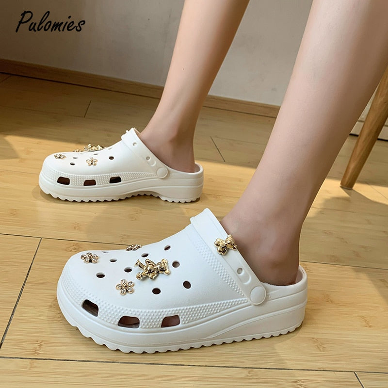 Summer Women Slippers Sandals Clogs Casual Platform Beach Slippers Thick Sole Antiskid Female Flip Flops Size 35-41 Garden Shoes