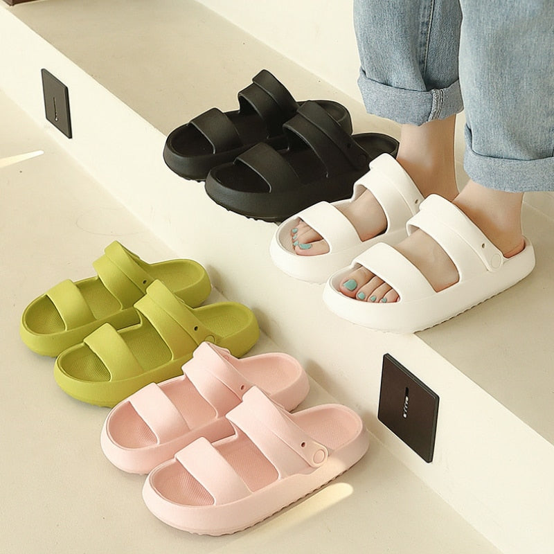 Women Summer New Thick Platform Slippers Beach Flip Flops Soft Sole Slide Sandals Leisure Ladies Indoor Bath Anti-slip Shoes