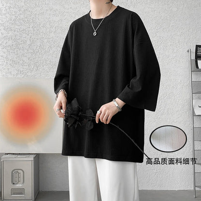 xiangtuibao High Quality Men Oversized Ice Silk T Shirts  Summer Mens Half Sleeve Fashions Harajuku T-Shirt Male Solid Simple Daily Tees