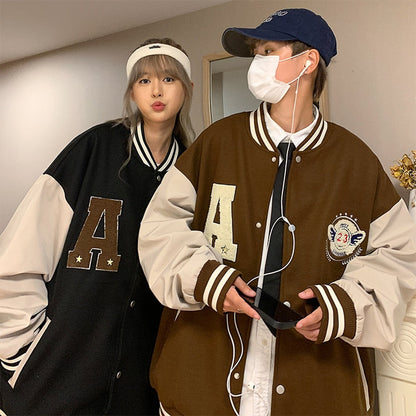 xiangtuibao Men's Jacket Hooded Baseball Uniform Removable Couple Hip-hop Retro Single-breasted Fashion Embroidery Loose Casual Thicke