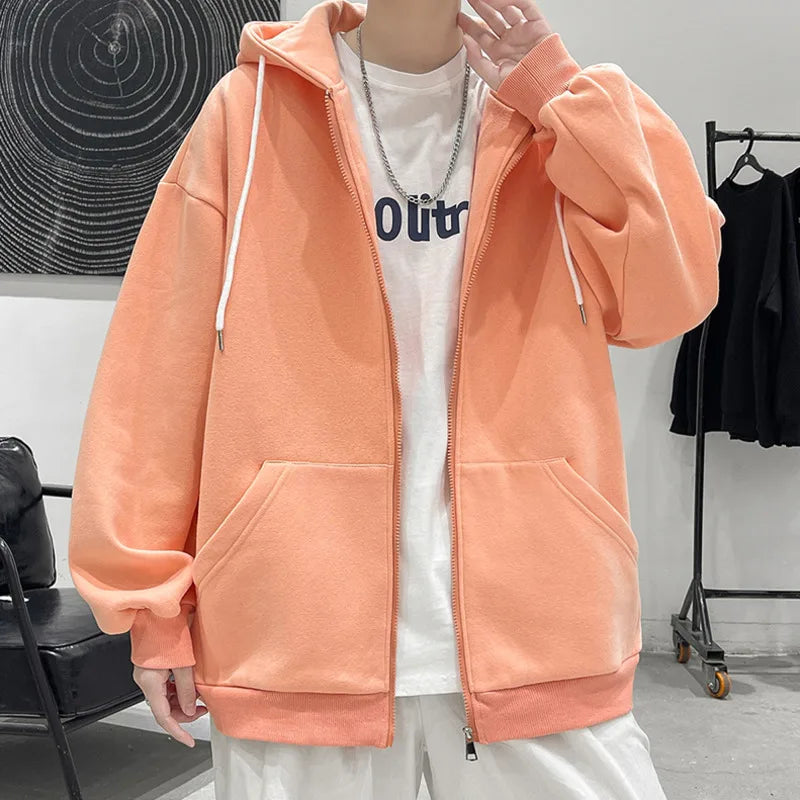 xiangtuibao  -  7-color Cardigan Hoodies Men Fashion Oversized Hooded Sweatshirt Men Streetwear Loose Zip Hoodie Mens Hoody Plus Size M-5XL