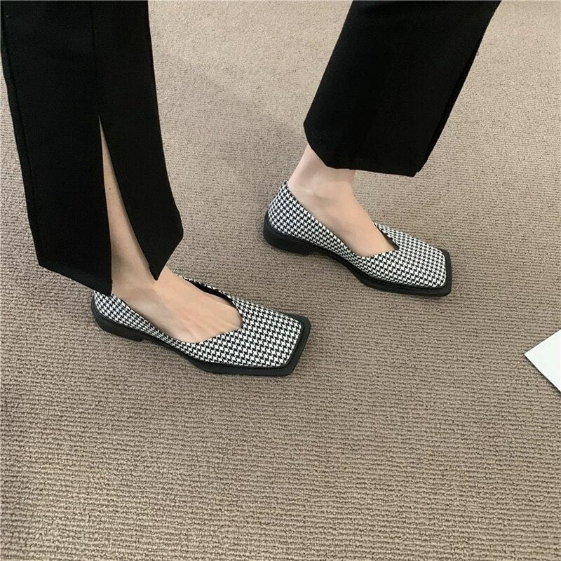 New Square Toe Flats Women Casual Shoes Fashion Design Black Flats Ladies Boat Shoes Blue Green Zebra Summer Loafers