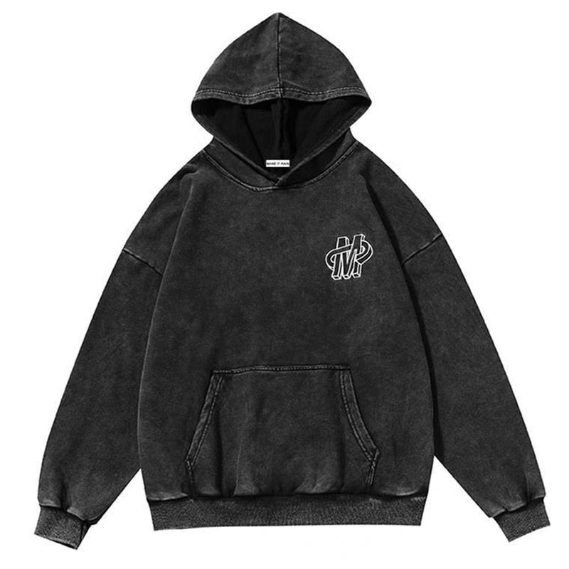 xiangtuibao Dark Style Personality Washed Hooded Sweater High Street All-match Letter Embroidery Men's and Women's Clothing Pullovers