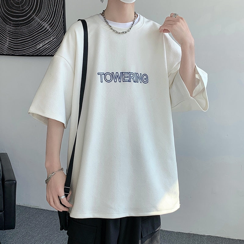 xiangtuibao Men's Oversized Tshirts Letter Print Tee Shirt Korean Style Women Man Unisex Short Sleeve Tops Large Size Male Tees 5XL